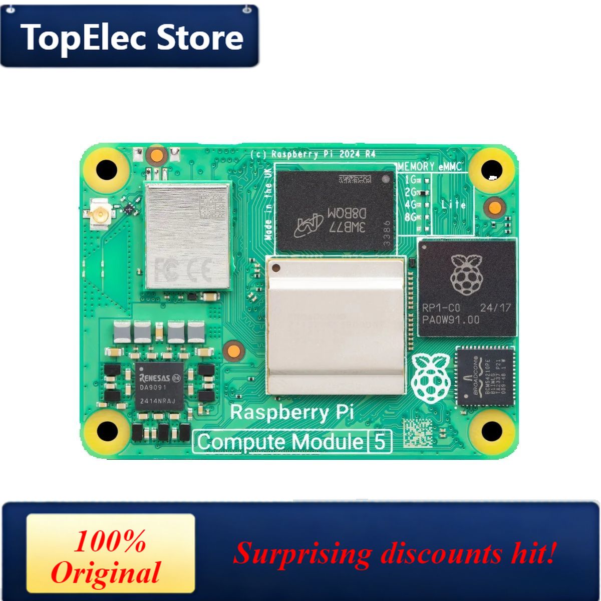 Raspberry Pi 5 8Gb Board - บอร์ดพัฒนา TopElec Raspberry Pi Compute Module